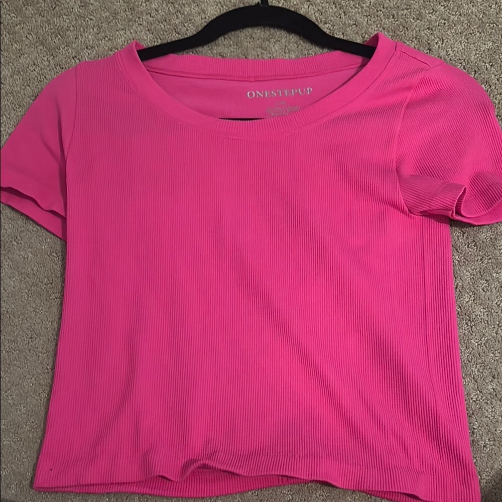 One Step Ahead Pink Fitted Short Sleeve T-Shirt